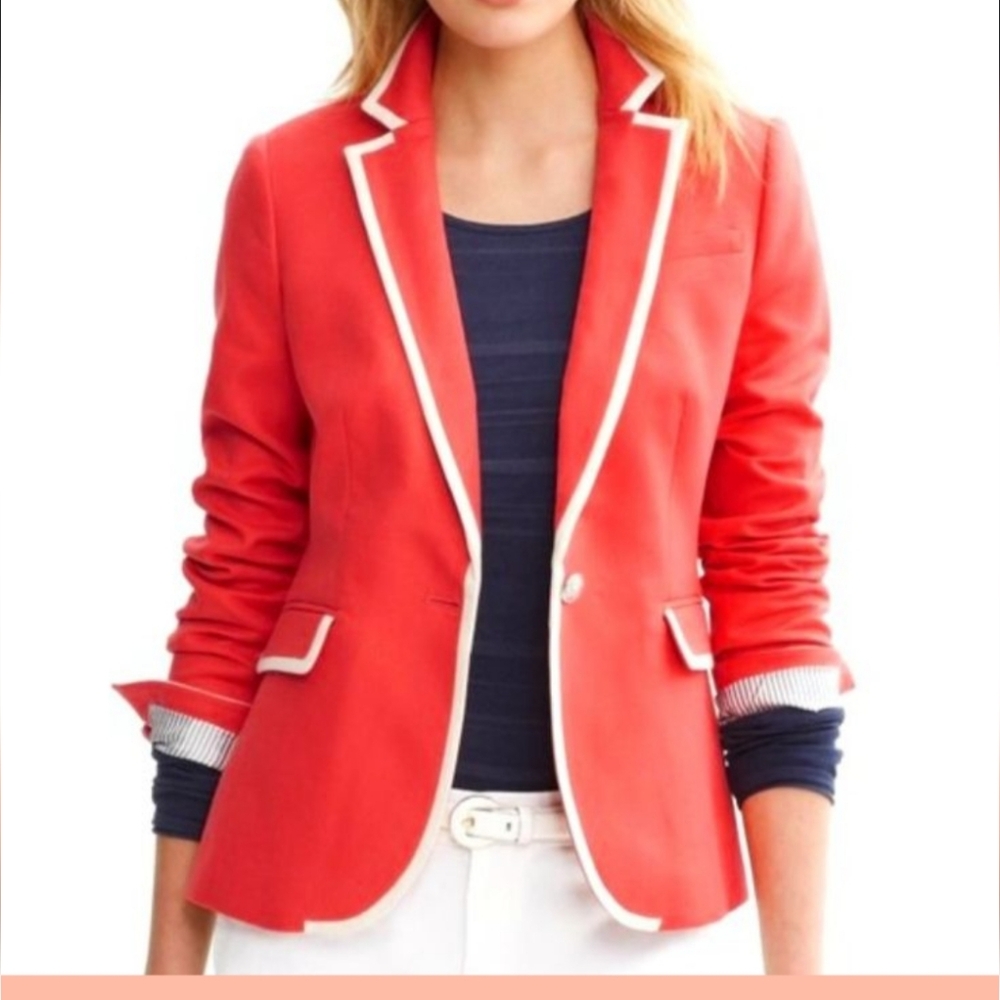 Banana Republic Women’s Linen Blend Coral Blazer Size 00P GREAT Used Condition - Picture 8 of 16